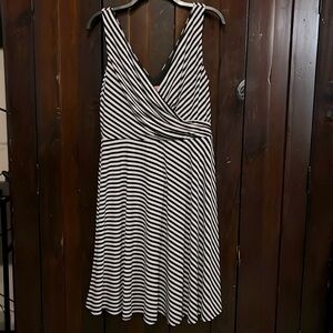 Black and white striped dress.